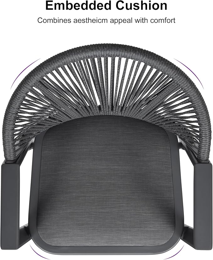 PURPLE LEAF Outdoor Bar Stools Set of 2 Wicker Bar Stools Woven Bar Height - Image 5