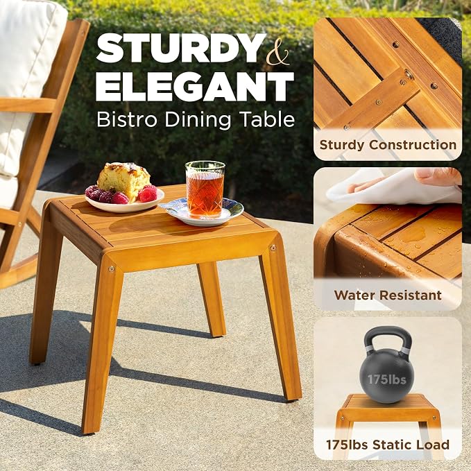 IDZO Rocking Chairs Design Heavy Duty 400lbs Capacity Wood Patio Bistro Set 3 - Image 6