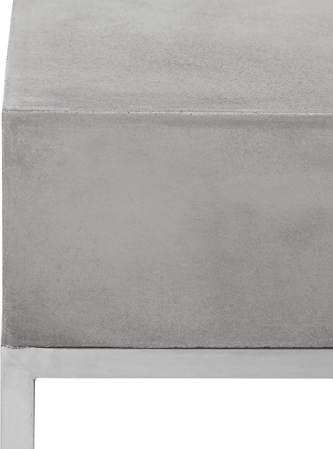 SAFAVIEH Outdoor Collection Eartha Modern Dark Grey Concrete Coffee Table - Image 10