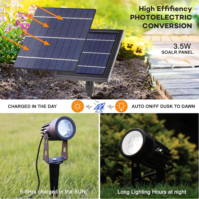 SUNLONG Solar Lights Outdoor Waterproof Solar Powered Spot Lights Aluminum - Image 2
