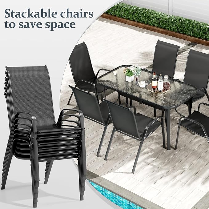 TLSUNNY 7 Pieces Patio Dining Set, Outdoor Table and Chairs W/1.69″ Umbrella - Image 3