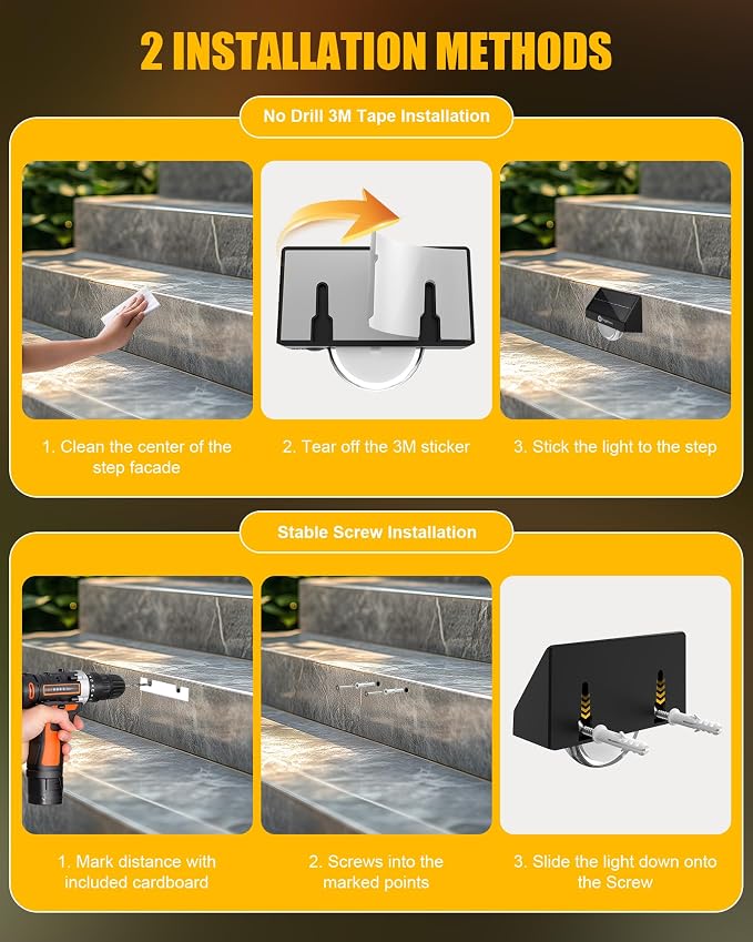 Brightown Solar Step Lights Outdoor Waterproof, 6 Pack Solar Stair Lights - Image 7