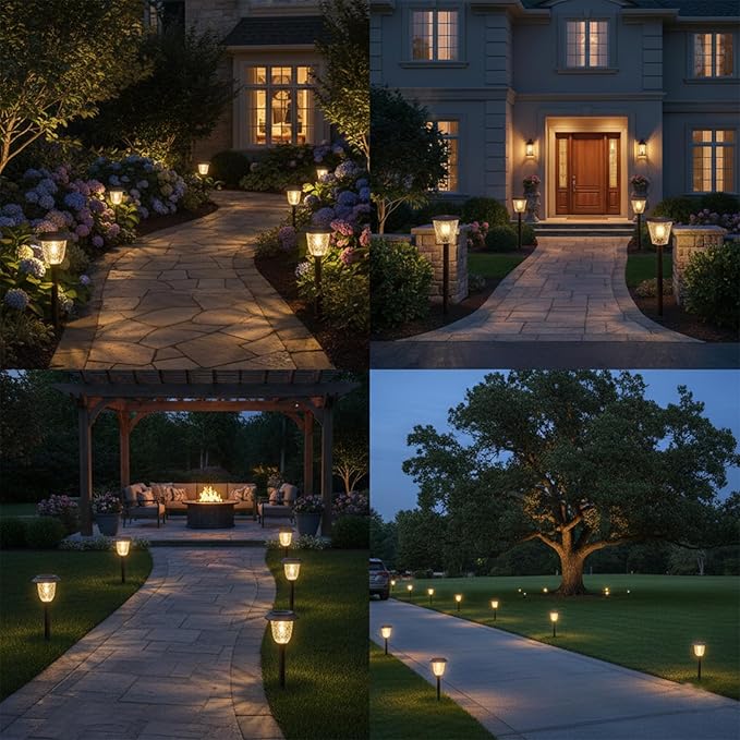 XMCOSY+ Solar Pathway Lights Outdoor, Glass & Stainless Steel Garden Lights - Image 8
