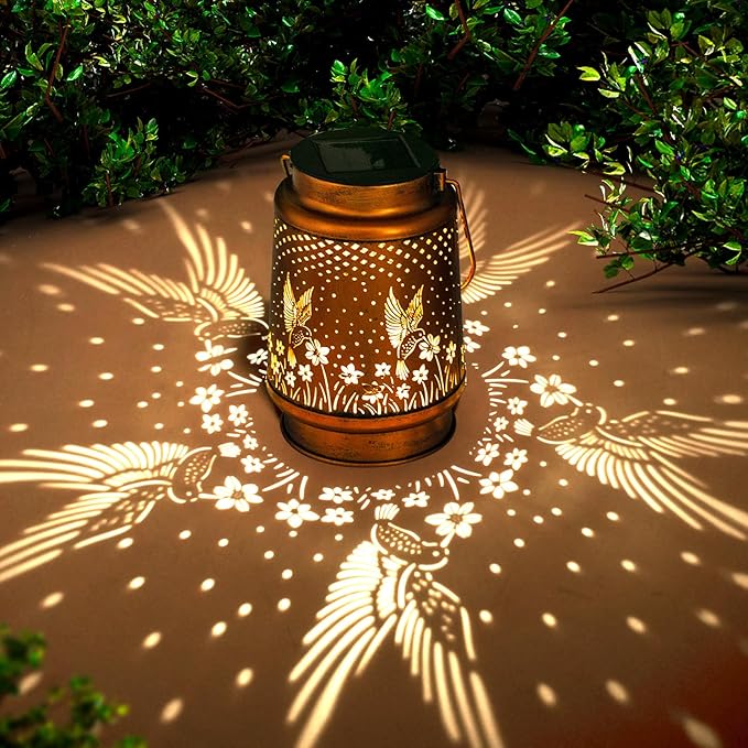 Birthday Gifts for Women, Solar Lanterns Outdoor Waterproof, Hummingbird Garden by DIBIEECN