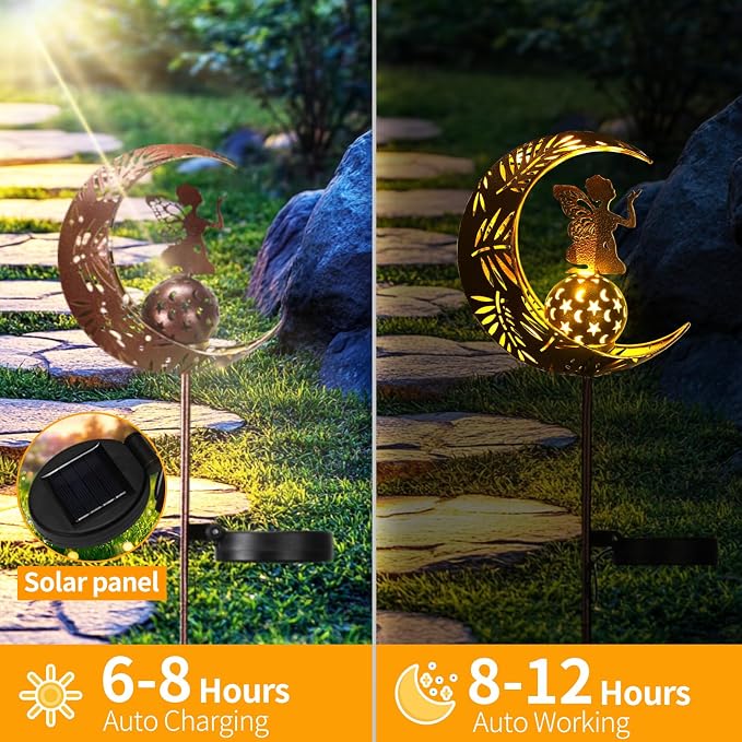 ZKLiLi Christmas Garden Solar Lights Pathway Stake Lights Moon Fairy - Image 2