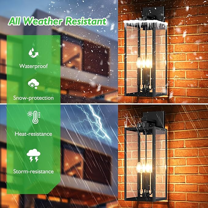 BesLowe 23.9" Extra Large Size Outdoor Wall Light Fixture, Exterior Lighting - Image 3