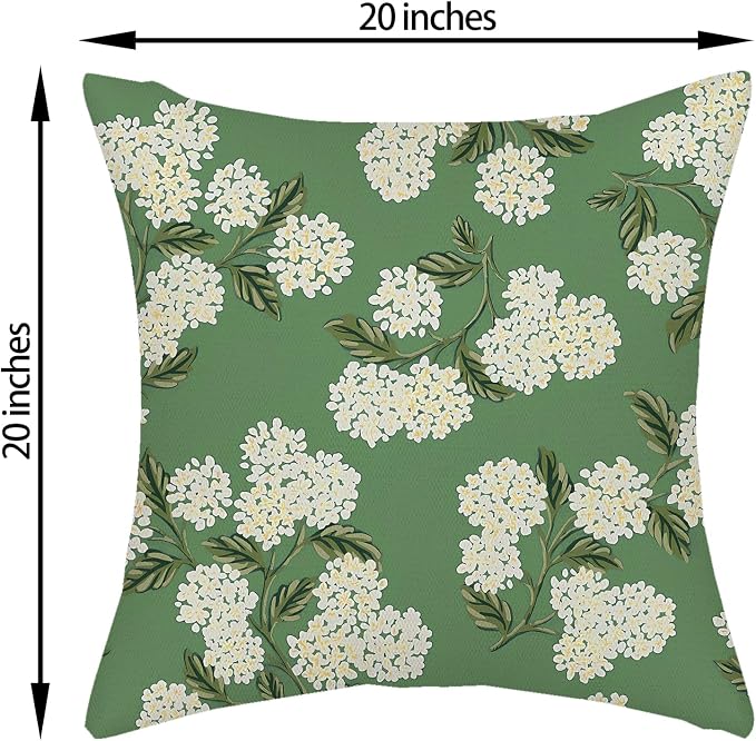 Sage Green Spring Pillow Covers 20x20 Inch 2 Pcs Yellow Hydrangea Flower Decor - Image 6