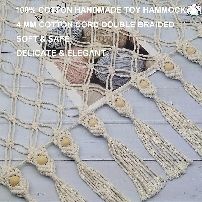 Large Stuffed Animal Net or Hammock, Boho Macrame Toy Hammock - Image 6
