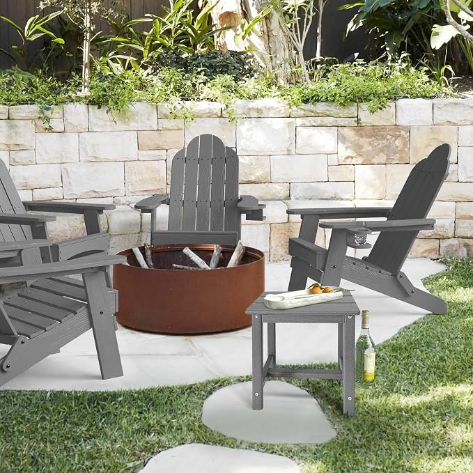 Adirondack Square Side Table, one-Tier Outdoor end Table, Patio Side Table - Image 2