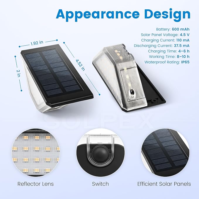 SOLPEX 10 Pack Four-Sided Illumination Solar Step Lights - Image 4