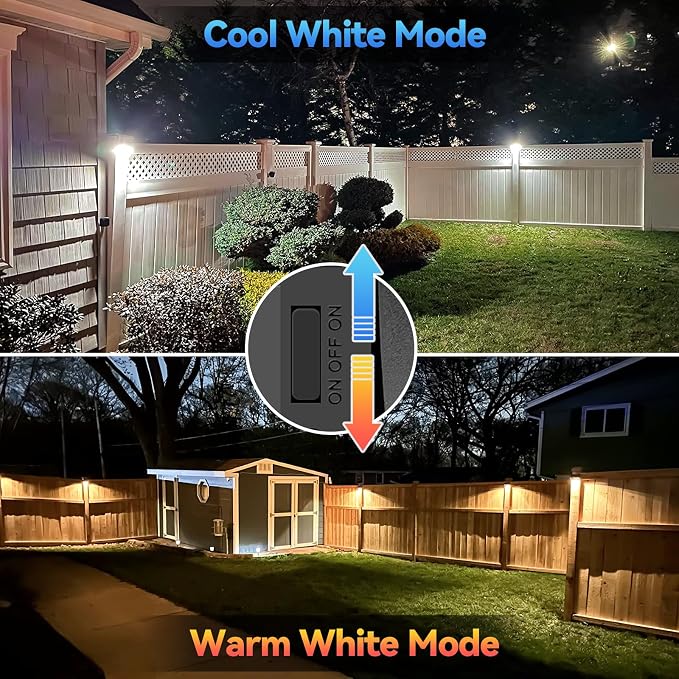 Bridika Solar Fence Lights Warm White & White, Solar Outdoor Wall Lights - Image 2