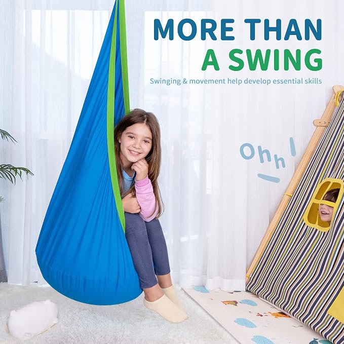 OUTREE Kids Pod Swing Seat, Cotton Child Hammock Swing Chair, Sensory Swing - Image 6