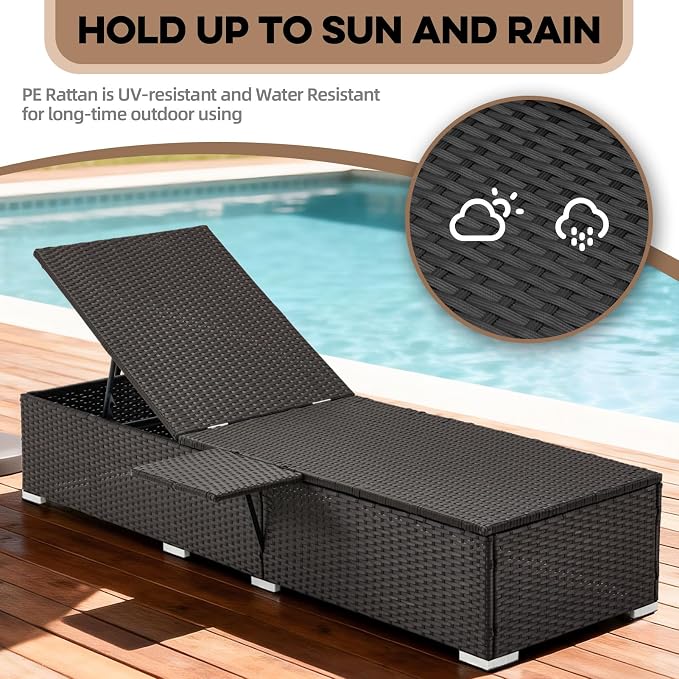 Outdoor Chaise Lounge with Adjustable Backrest Set of 4, 6-Position Reclining - Image 5