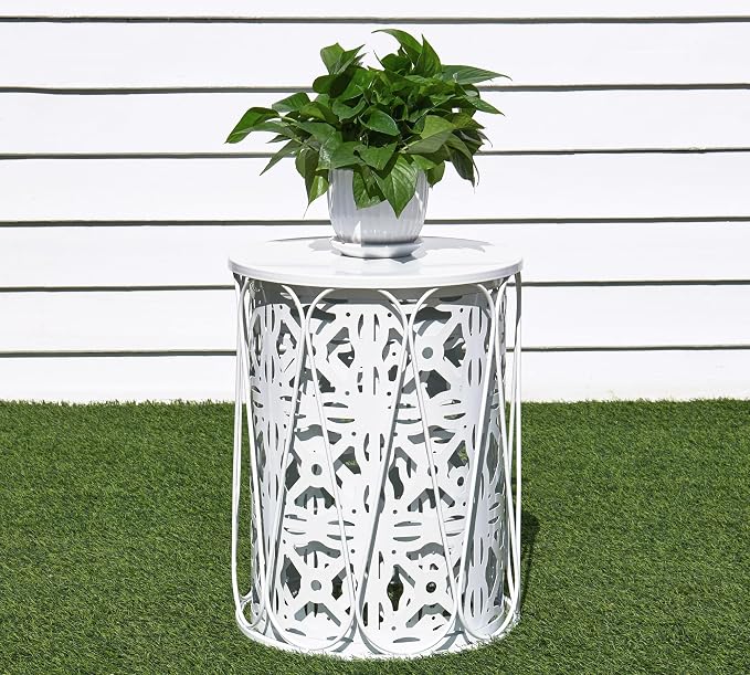 HFHOME Set of 3 Metal Outdoor Side Table, Nesting Round Coffee Table - Image 5