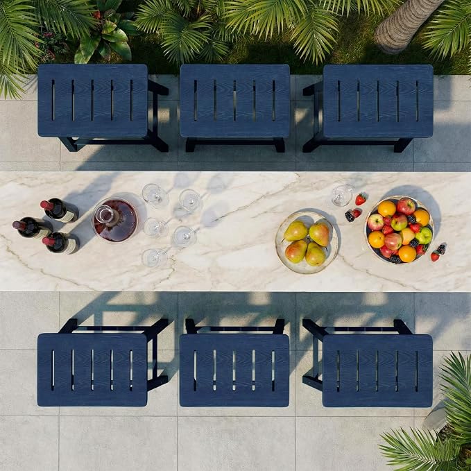 Outdoor Bar Stools Set of 6, 24 Inch All-Weather HDPE Counter Height Chairs - Image 7