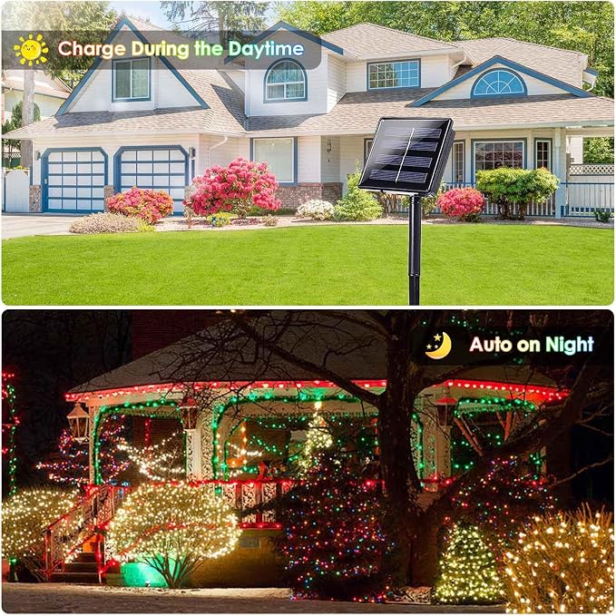 2 Pack 200 LED Solar Christmas Lights Outdoor Waterproof, Solar String Lights - Image 2