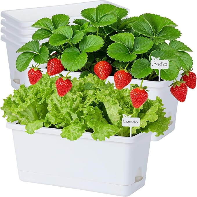 Window Box Planter 6 Packs, 13.8 Inches Rectangle Flower Pots by Oliz
