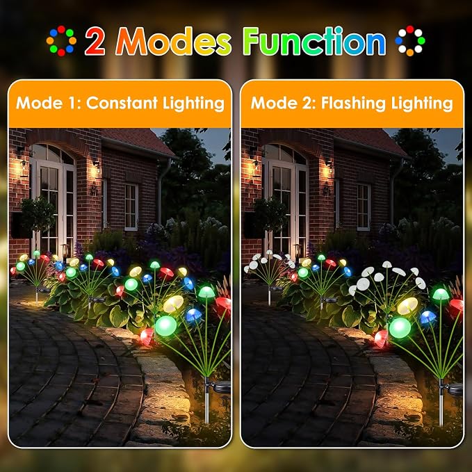 4PK 32LED Solar Garden Lights Outdoor, Mushroom Solar Lights Outdoor, IP65 - Image 5