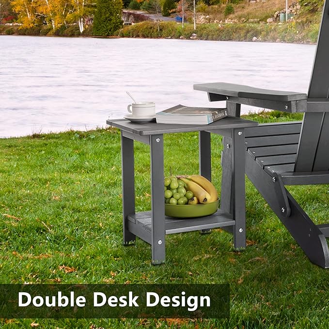 Double Adirondack Outdoor Side Table Weather Resistant, Outdoor Rectangular - Image 6
