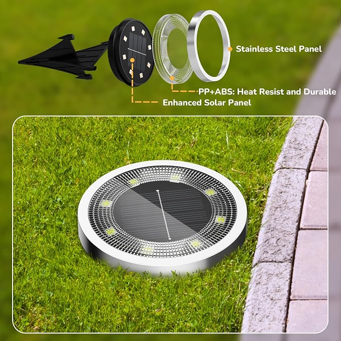 INCX Solar Ground Lights, 20 Pack Solar Lights Outdoor Waterproof, Solar Garden - Image 8