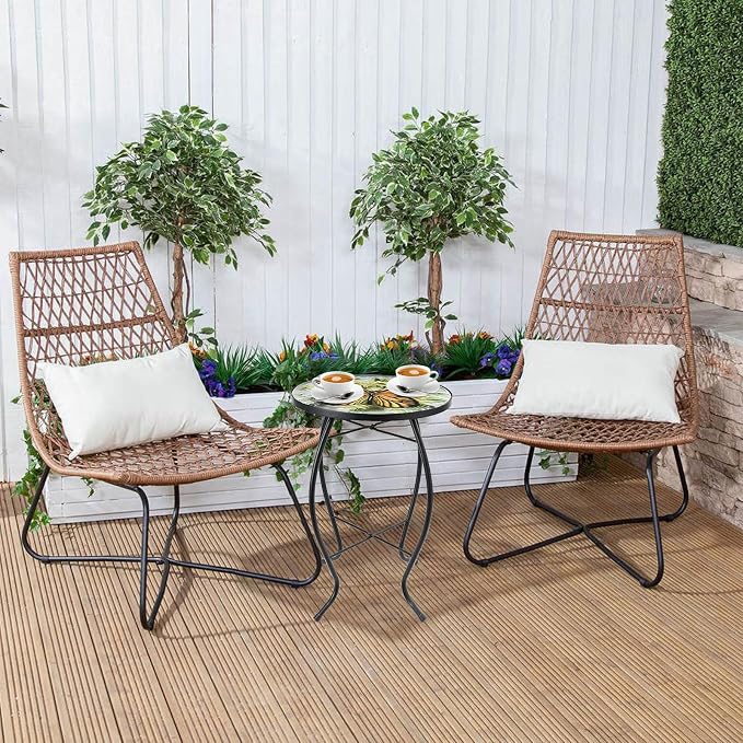 VCUTEKA Patio Side Table Outdoor Accent Table Small Mosaic Table Coffee Table - Image 4