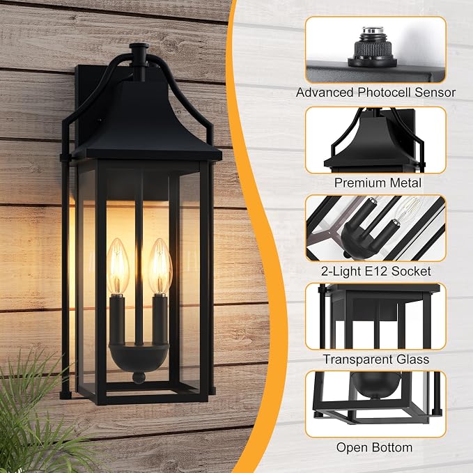  Outdoor Wall Sconce Fixture, Dusk to Dawn Patio Lights Waterproof - Image 5