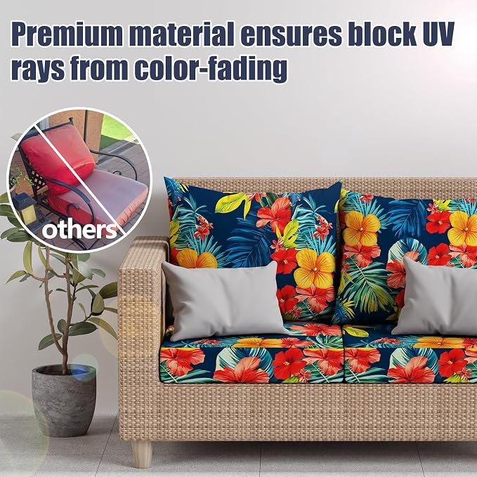 8Pcs Square Small Stretch Patio Cushion Covers, Couch & Sofa Replacement - Image 3