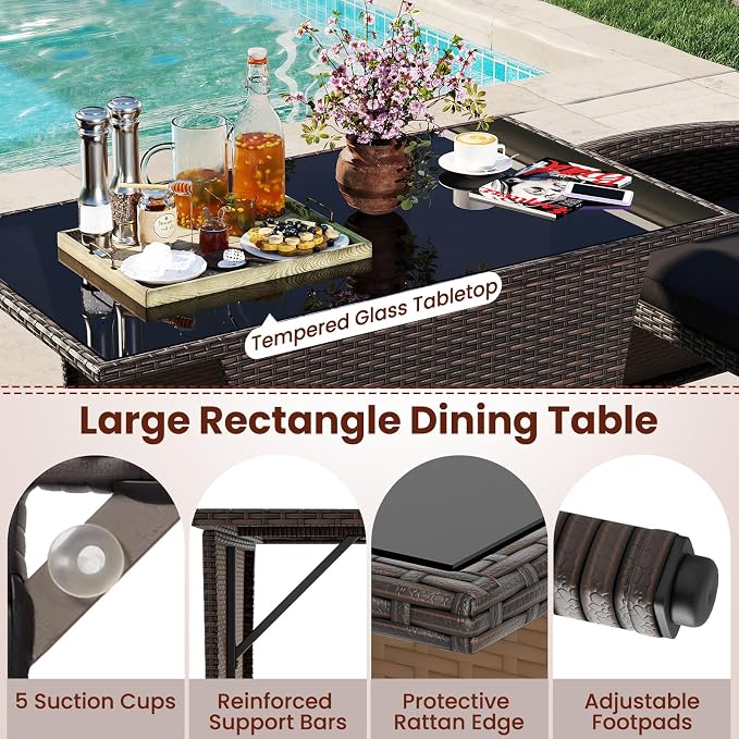 Tangkula 3 Piece Patio Wicker Dining Set, 2 Rattan Chairs - Image 8