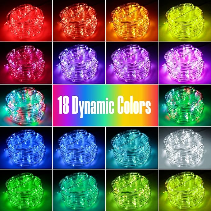 Solar Rope Lights Outdoor Waterproof, 33FT 100LED 18 Colors Changing Outdoor - Image 2