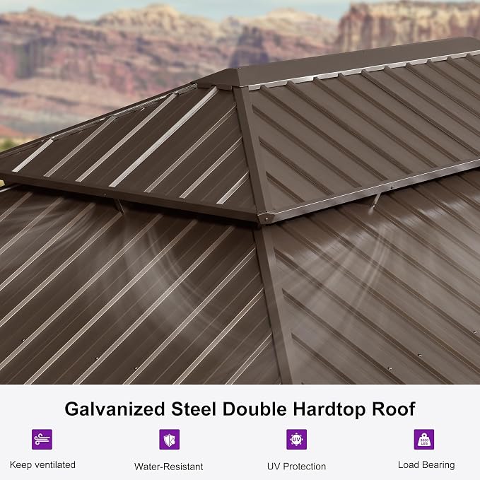 PURPLE LEAF 14' X 20' Outdoor Hardtop Gazebo Patio Wide Aluminum Frame Metal - Image 7