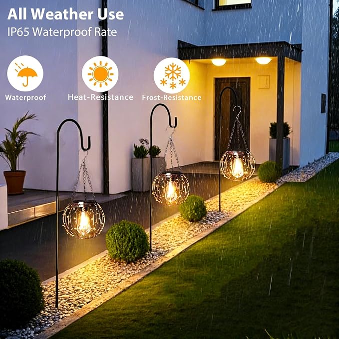 Hanging Solar Lanterns, Solar Lights Outdoor Waterpoof, Solar Chandelier - Image 6