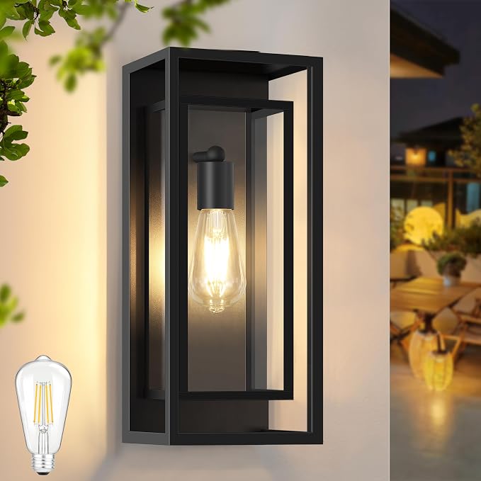16.5'' Large Outdoor Wall Lights, 1 Pack Matte Black Exterior Waterproof by Feanron