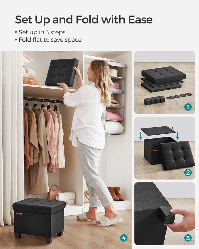 SONGMICS Storage Ottoman, Small Ottoman Foot Rest - Image 8