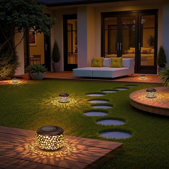 Solar Lanterns Outdoor Waterproof, 4 Pack Flower Petal Solar Garden Lights - Image 7
