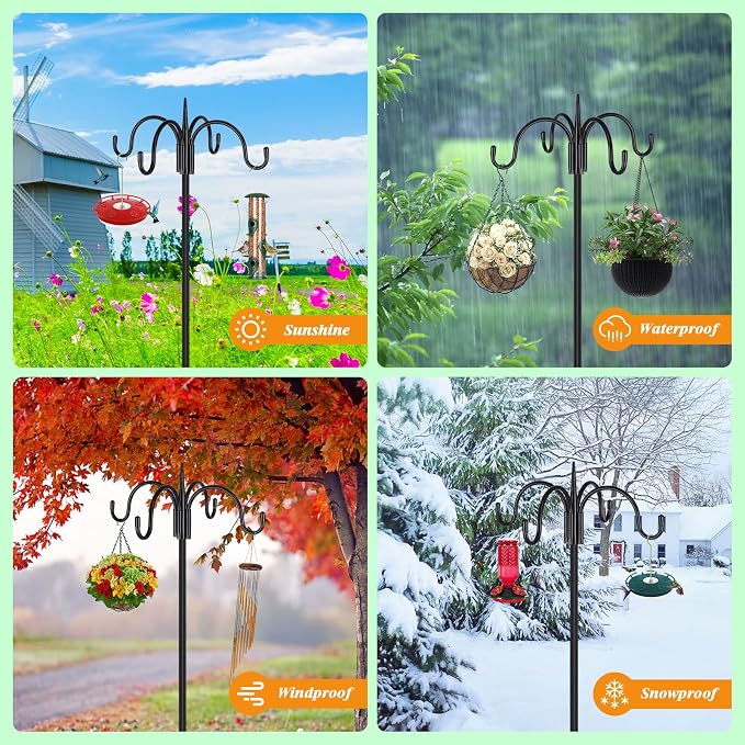 FEED GARDEN 4-Hook Squirrel-Proof Bird Feeder Pole - Image 6