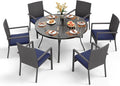 PHI VILLA 7 Pieces Outdoor Round Dining Set by PHIVILLAThepioneerofcomfortablehouseholdsupplies