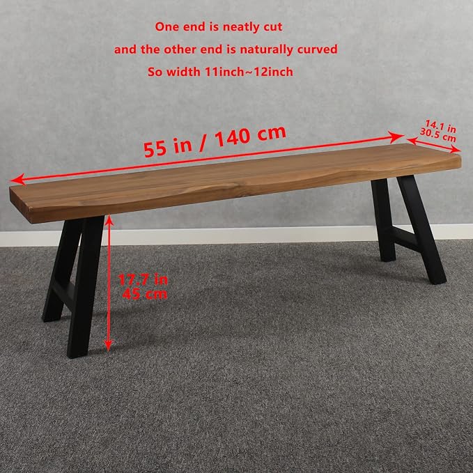 MBQQ 55 inch Outdoor Soild Wood Bench, Patio Picnic Bench, Oil Finished - Image 2