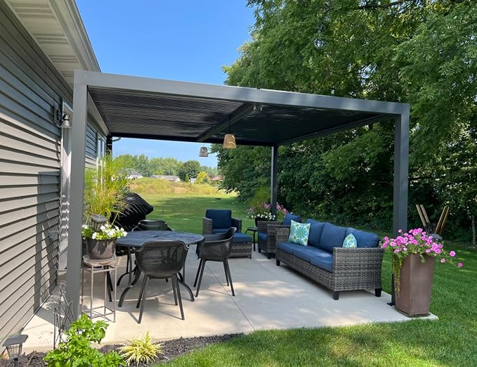 PURPLE LEAF Louvered Pergola 94AS 11' x 13' Outdoor Aluminum Pergola - Image 8