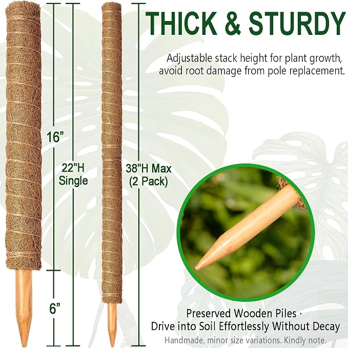 Soupiar 2 Pack 22 Inch Stackable Moss Pole - Image 2