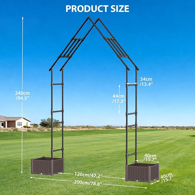 95-Inch Tall Metal Garden Arch Trellis - Image 2