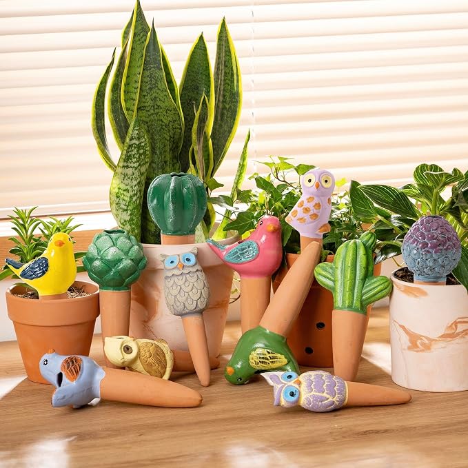 4 Pack Self Watering Bird Shaped Globes, Terracotta Vacation Planters Devices - Image 8
