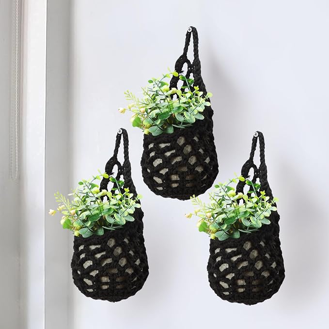 3 Packs Hanging Planters for Indoor Plants up to 4 in., Wall Plant Holder | by Shineloha