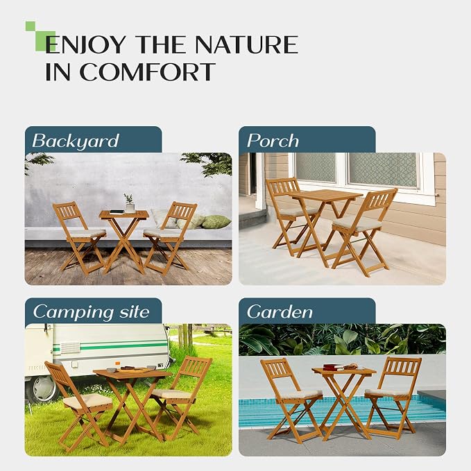 Idzo Heavy Duty 400lbs Capacity Patio Bistro Set 3 Piece Outdoor, Folding - Image 7