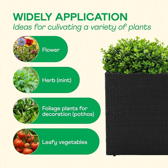 IDZO All Weather Wicker Planter Raised Garden Bed, 24 in Tall Round Rattan - Image 4