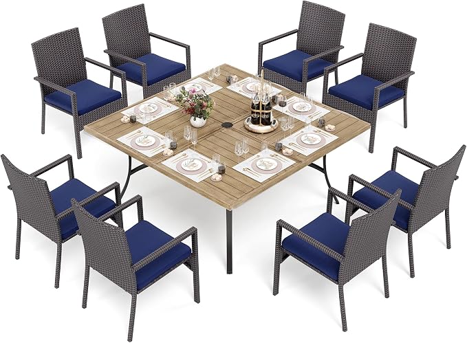 PHI VILLA 9-Piece Outdoor Dining Set by PHIVILLAThepioneerofcomfortablehouseholdsupplies