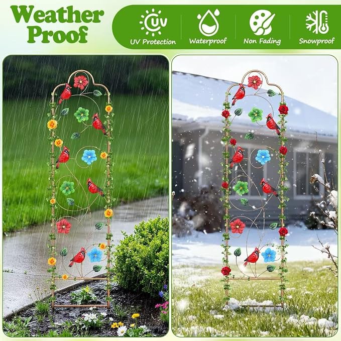 2 Pack Metal Garden Trellis Arched Fence Trellises - Image 3