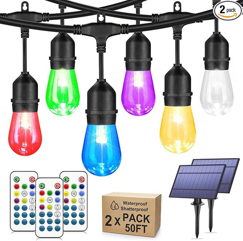 100FT RGB Solar Outdoor String Lights by Larkvue