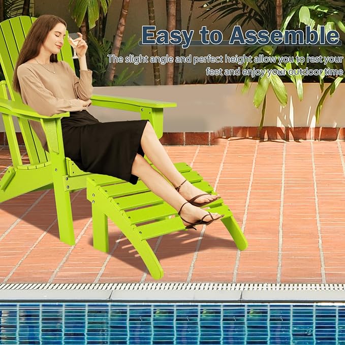 Aoodor Outdoor Adirondack Ottoman, Weather-Resistant HDPE Footrest - Image 7