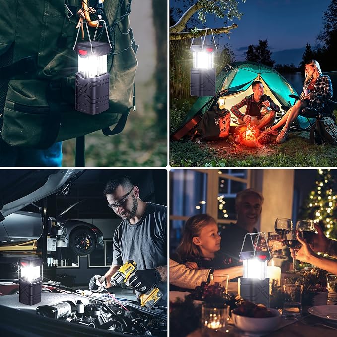 LETMY 4 Pack Camping Lantern, Rechargeable LED Lanterns, Solar Lantern Battery - Image 6