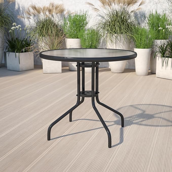 Flash Furniture Bellamy 31.5" Round Indoor/Outdoor Tempered Glass Metal Frame - Image 2
